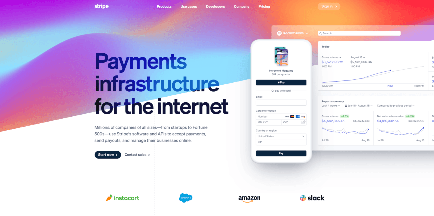 Stripe homepage