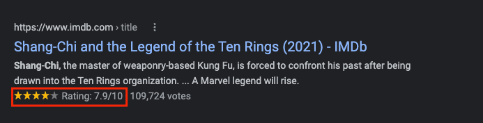 SEO listing for Shang-Chi