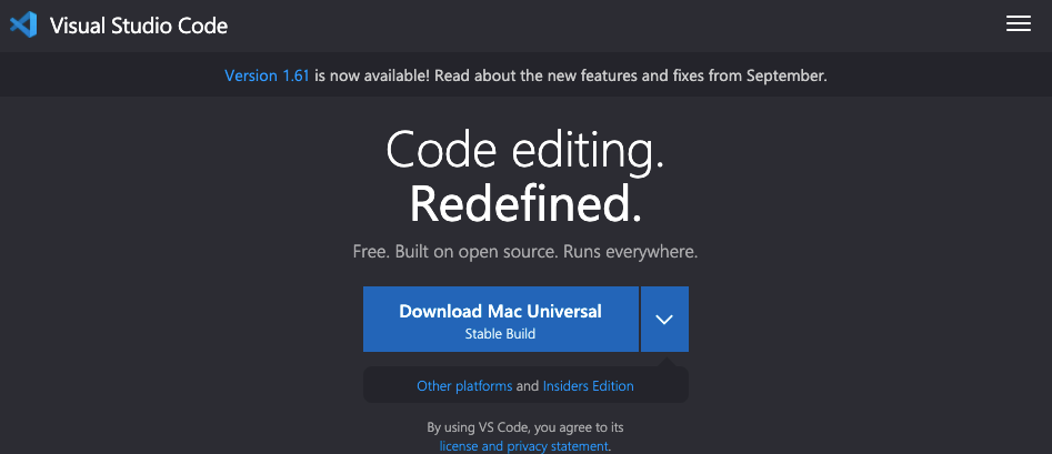 Homepage for Visual Studio Code