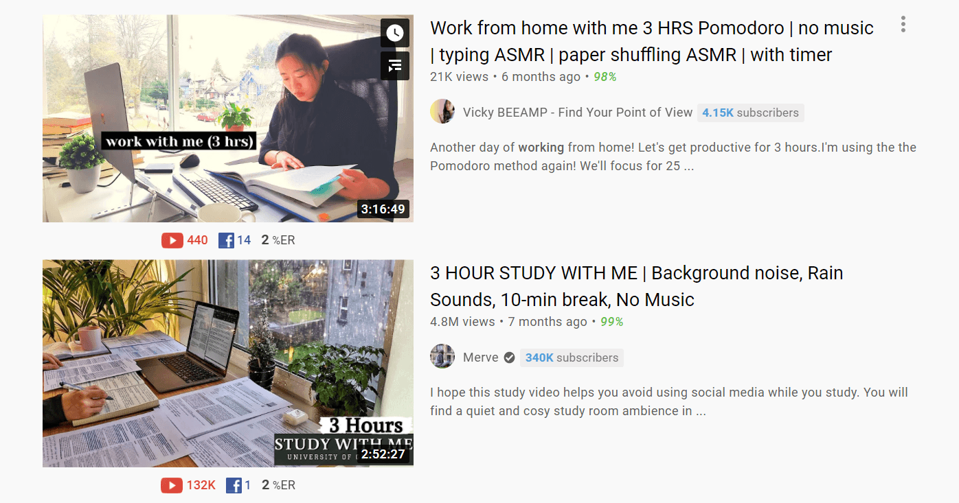 Screenshot of YouTube search results showcasing 'With Me' videos