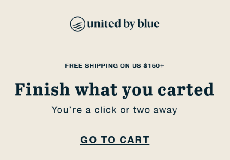 United by Blue cart recovery email