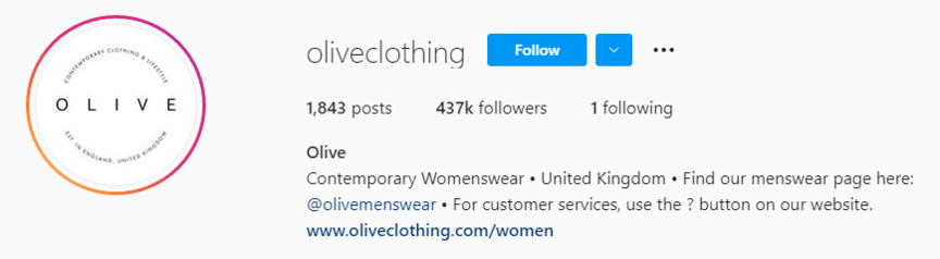 olive clothing small business instagram bios