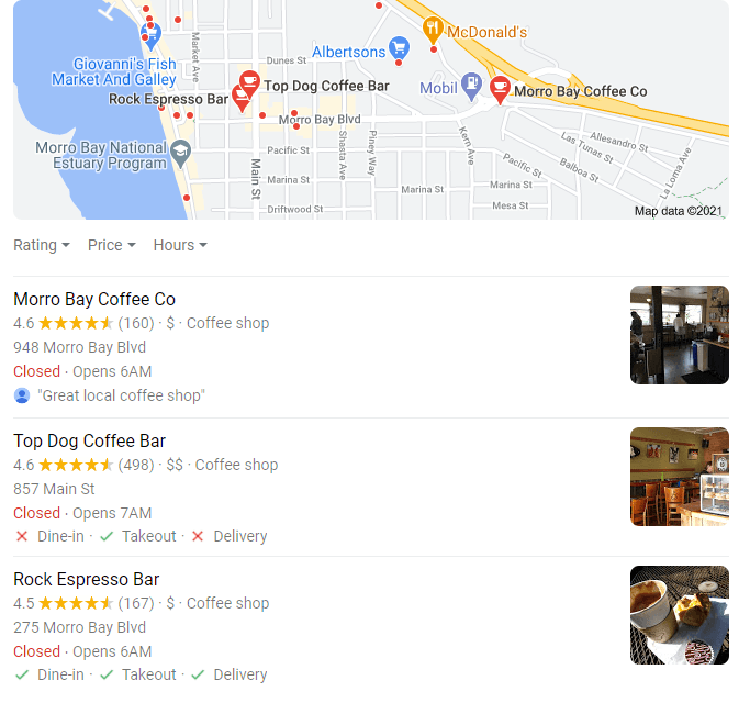 local listings coffeeshop