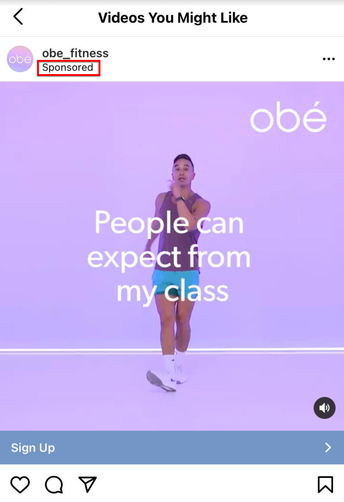 Instagram Explore ad for a fitness program