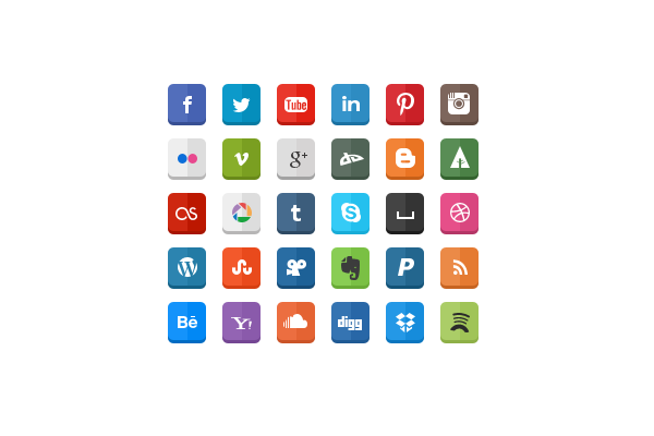 30 Free Flat Style Social Media Icons