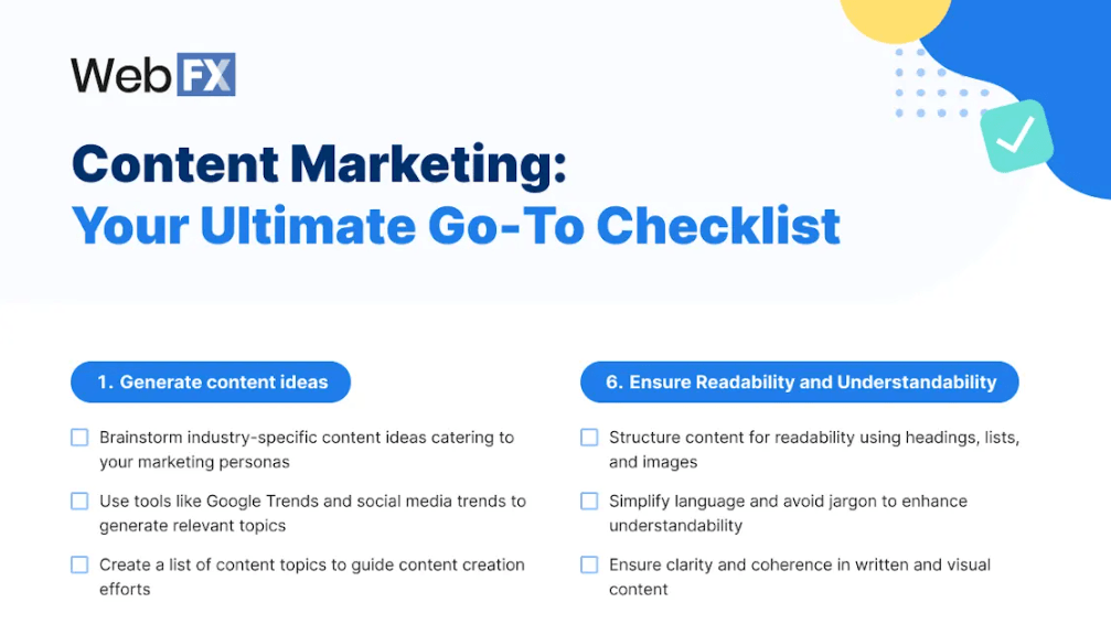 Preview of content marketing checklist