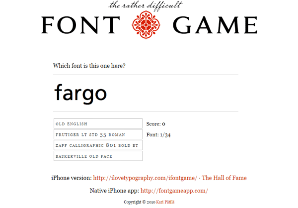 The Rather Difficult Font Game