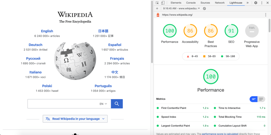 wikipedia lighthouse audit