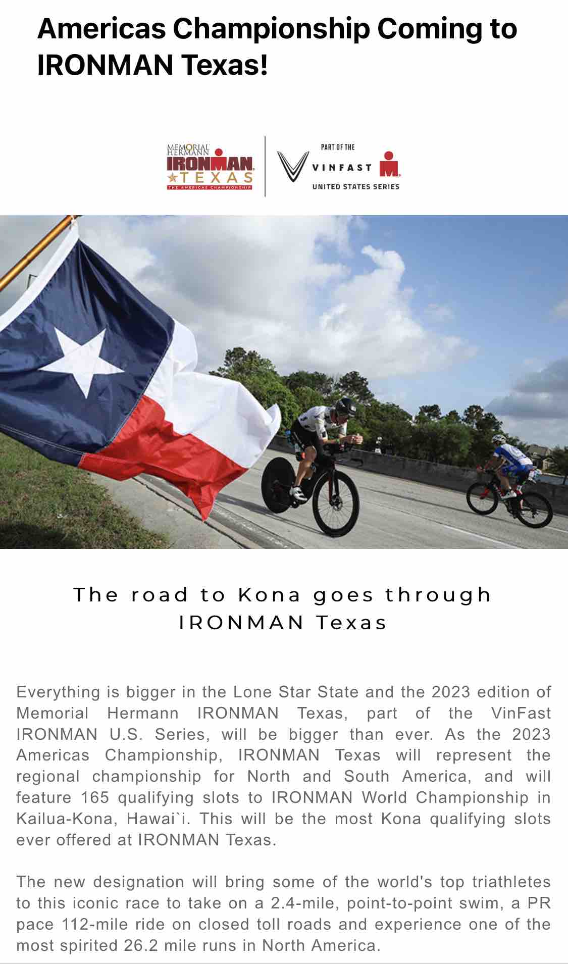 This Ironman newsletter is a consumer marketing example