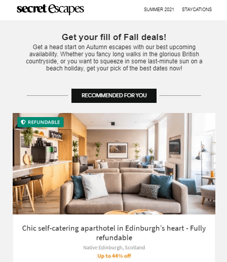 secret escapes email copy examples