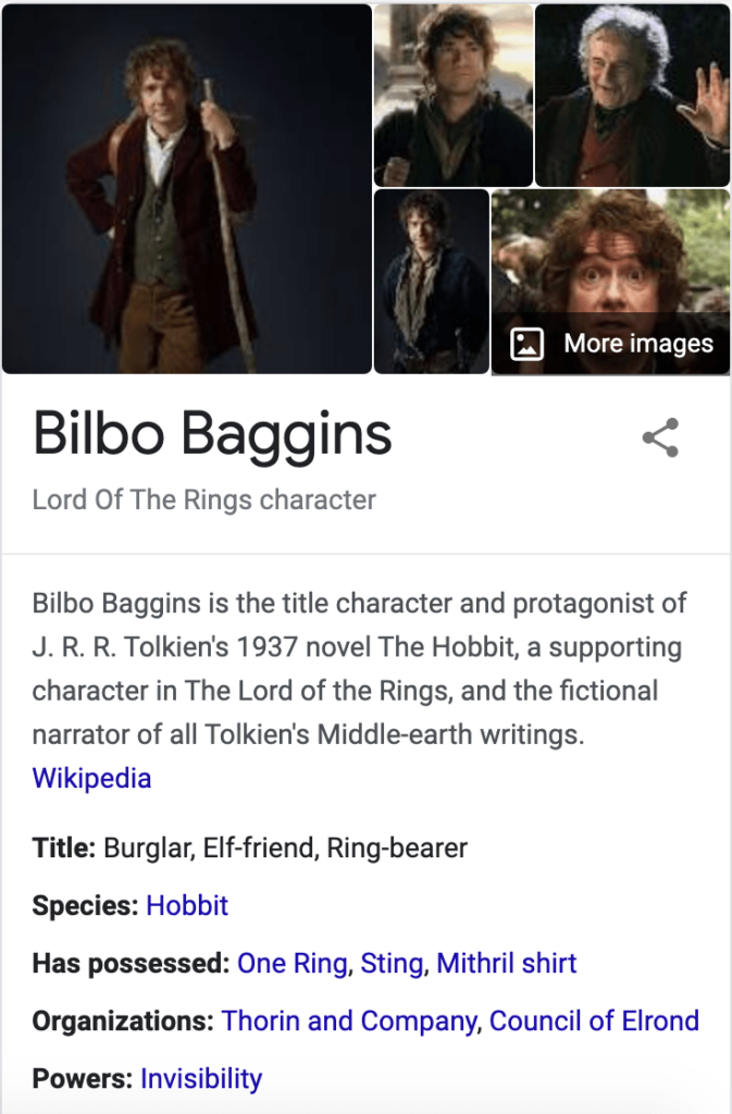 google bilbo baggins knowledge panel 673x1024