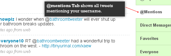 Add a page showing tweets in which the user is mentioned.