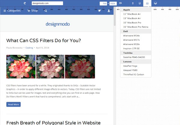 Responsive Web Design Test Tool by Designmodo