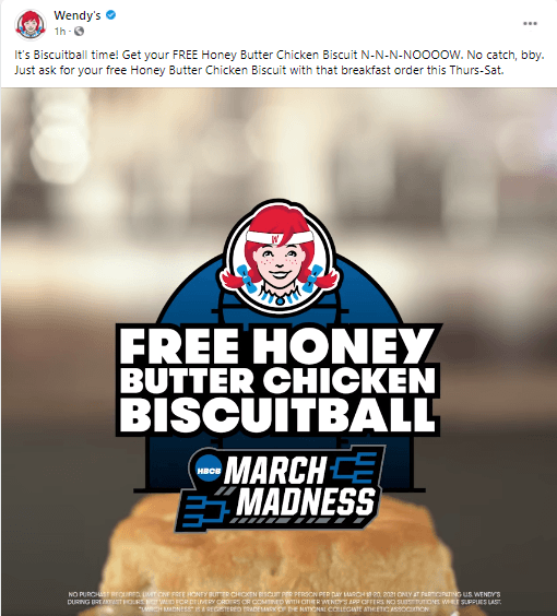 Wendy's social media post about a giveaway