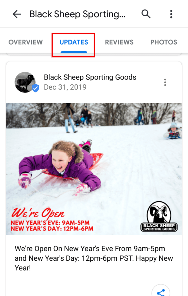 black sheep sporting updates tab google my business posts 1 651x1024