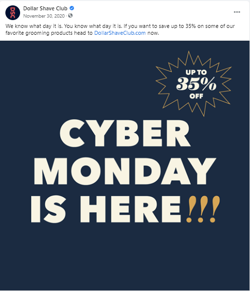 Dollar Shave Club social media post about a sale