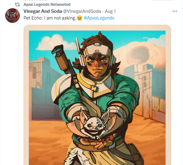 Apex Legends tweet featuring a piece of art from a fan