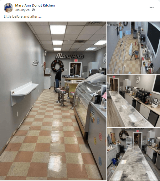 Donut shop renovation before and after