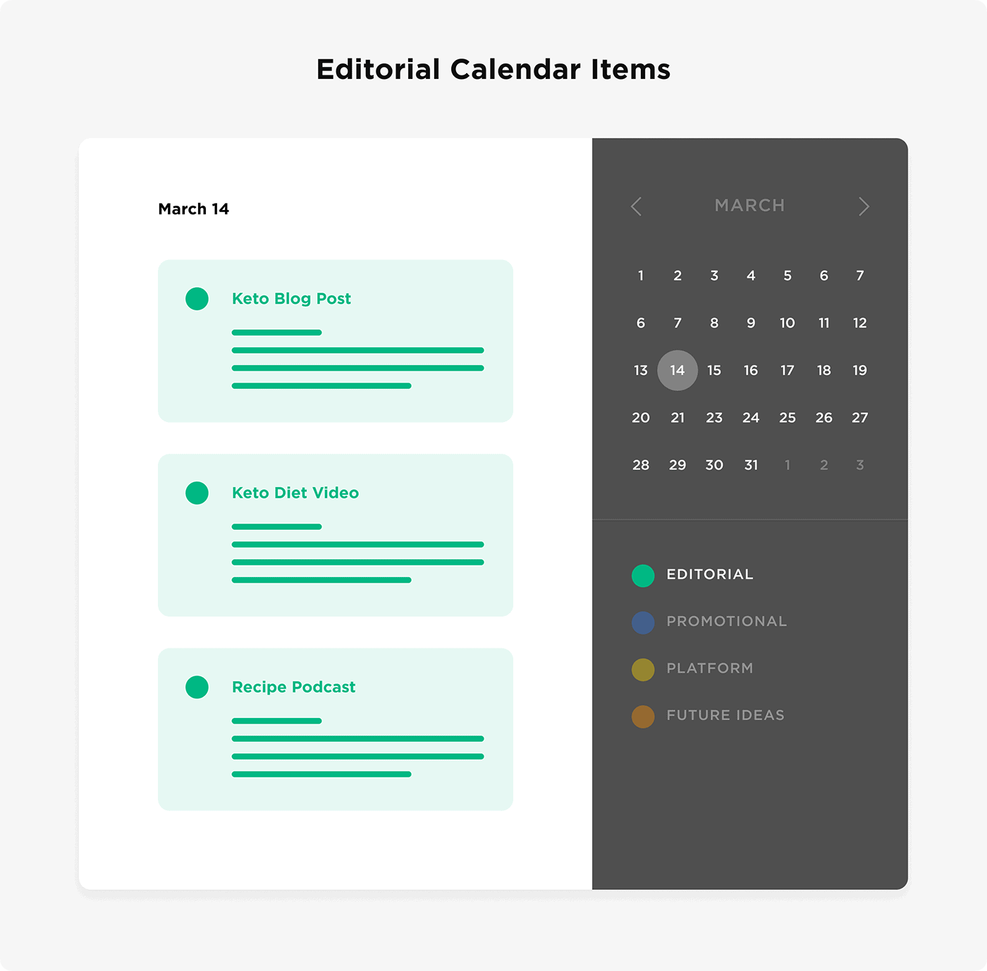 Editorial calendar items