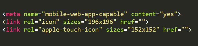 <meta name="mobile-web-app-capable" content="yes"> <link rel="icon" sizes="196x196" href=https://www.webfx.com/blog/web-design/html5-template/""> <link rel="apple-touch-icon" sizes="152x152" href=https://www.webfx.com/blog/web-design/html5-template/"">