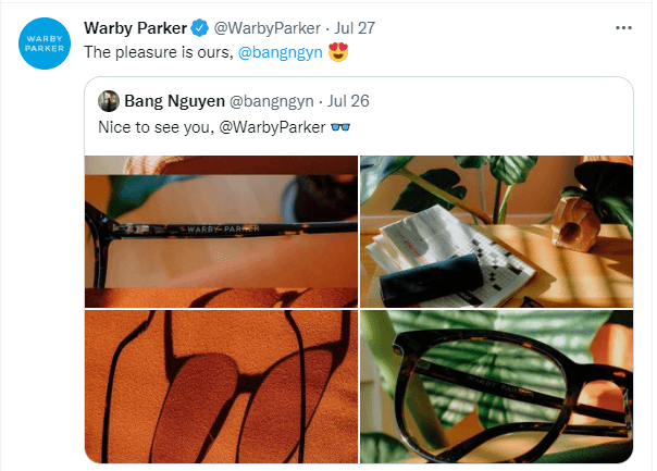 Curated content for Warby Parker featuring their glasses