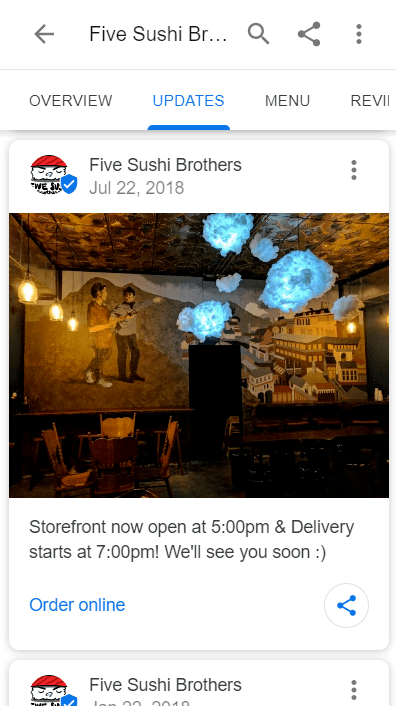 five sushi bros whats new google my business