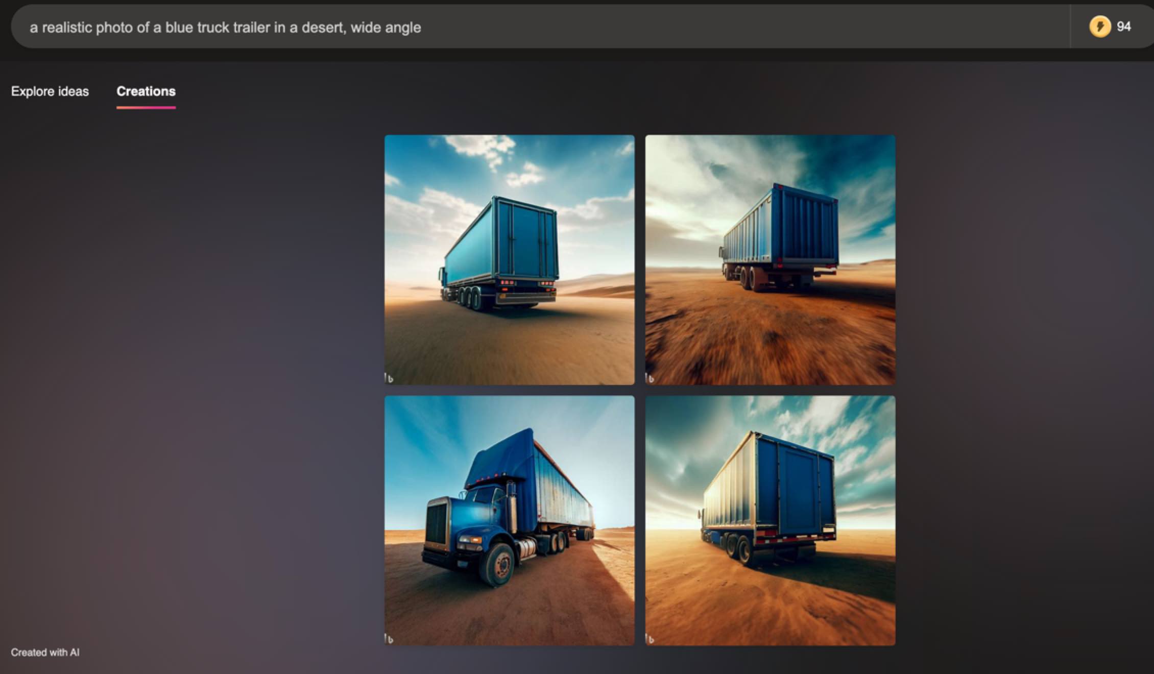 blue trailer image generated by Bing Image Creator