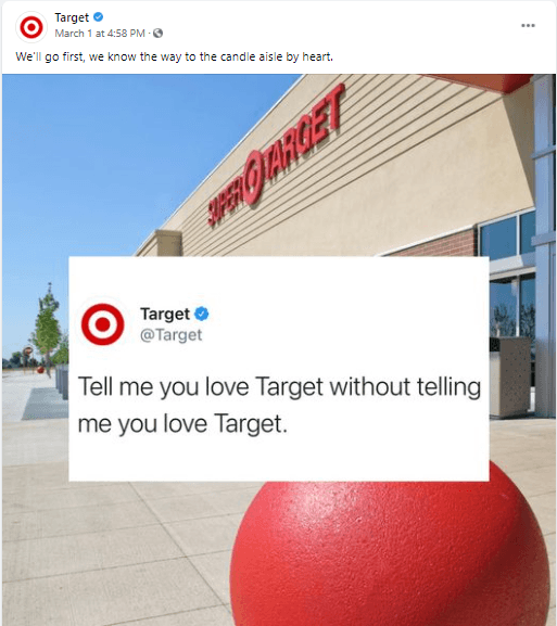 Target social media post about a popular trend