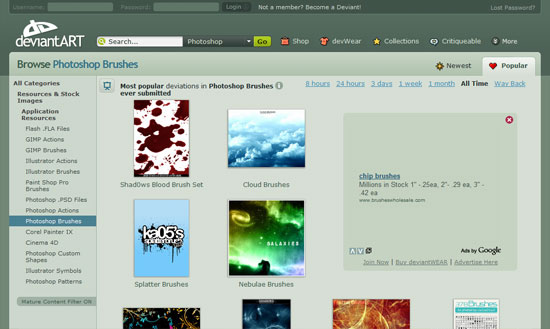 DeviantArt: Photoshop Brushes
