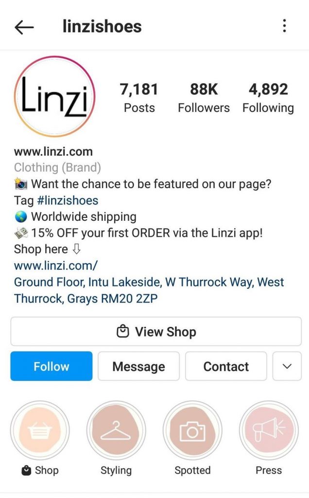 linzi shoes small business instagram bios 636x1024