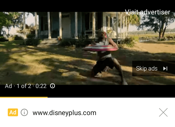 disney plus youtube ad