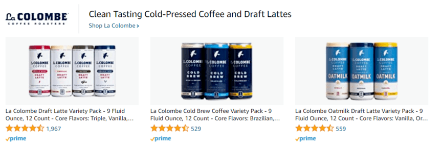 Amazon advertising examples: La Colombe